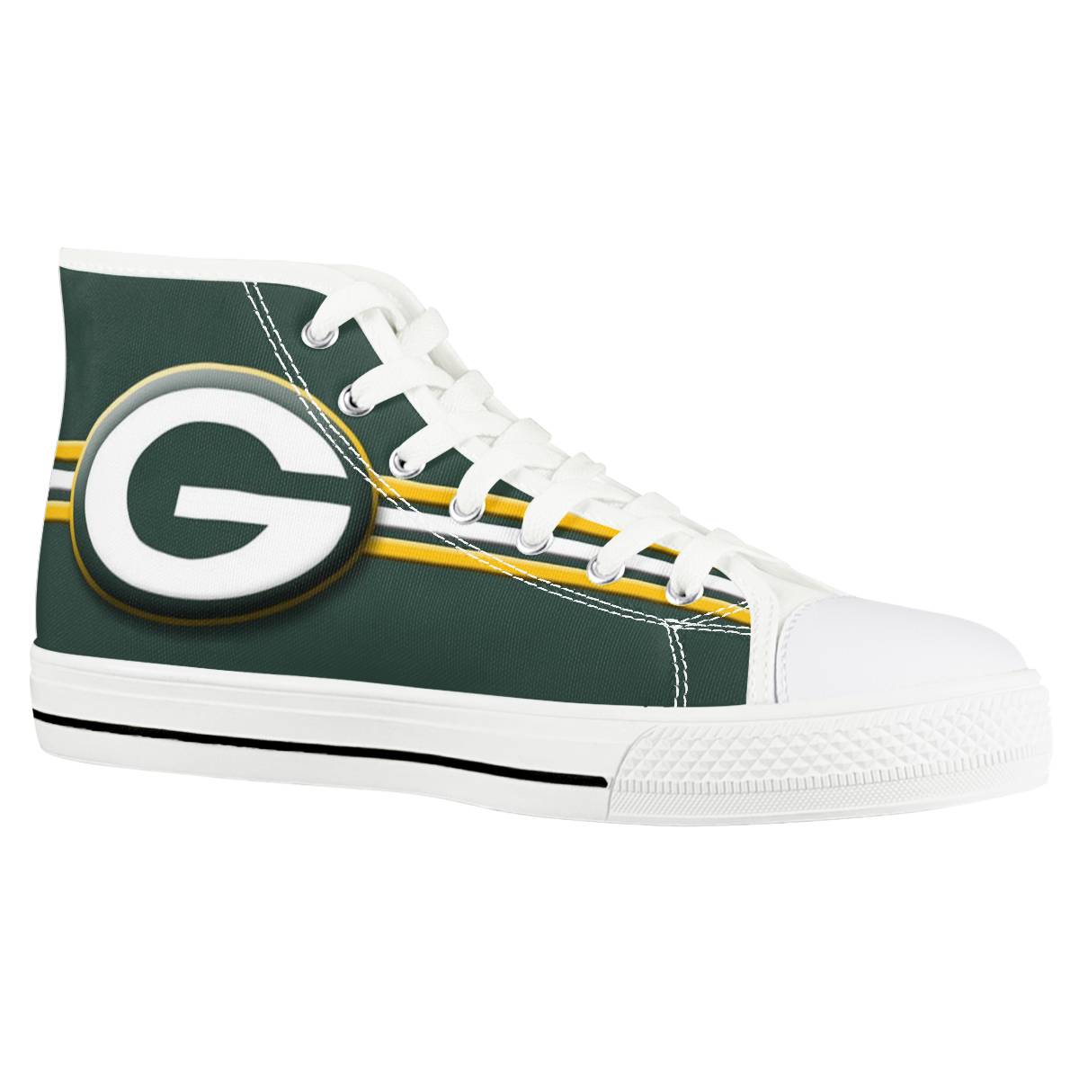 Women's Green Bay Packers High Top Canvas Sneakers 005